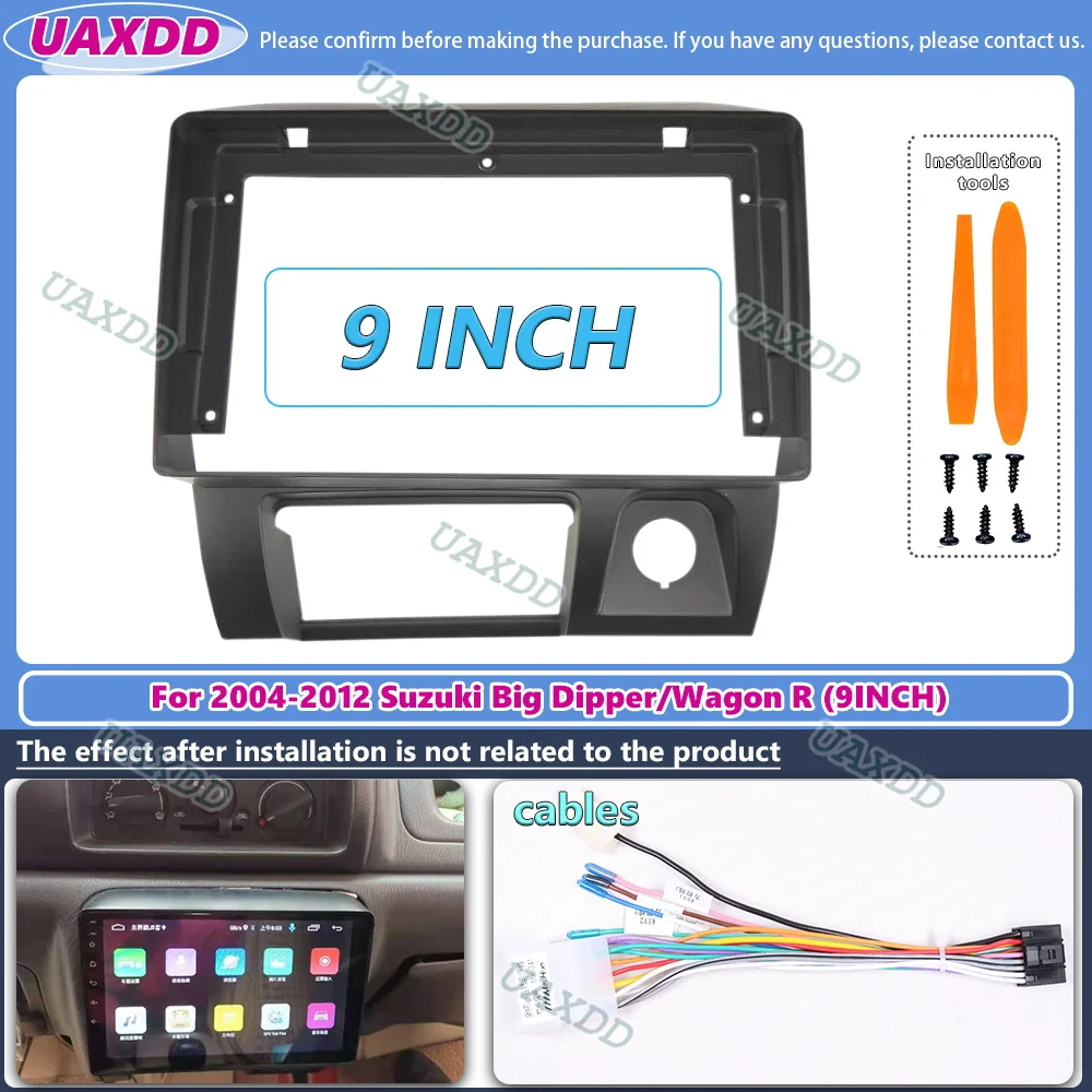 For 2004-2012 Suzuki Big Dipper Wagon R 9INCH 2 Din Car radio Android frame panel fascia cable video adapter navigation decoder