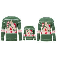 Xingqing Matching Christmas Sweater Family Adult Kids Cartoon Elk Print Round Neck Long Sleeve Pullover Winter Tops Streetwear 5