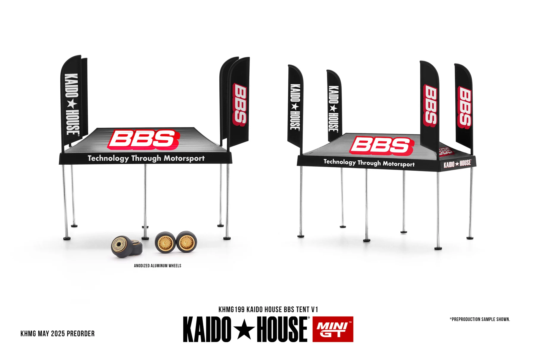 MINIGT 1:64 دييكاست سيارة لعبة مجسمة KHMG199 كايدو هاوس BBS خيمة V1 مجموعة لعبة الزينة لصبي