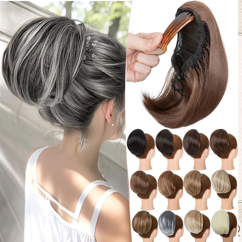 

Резинка для волос BENEHAIR, накладные волосы для наращивания, Пончик-шиньон на шнурке, женские шиньоны, ободок для волос