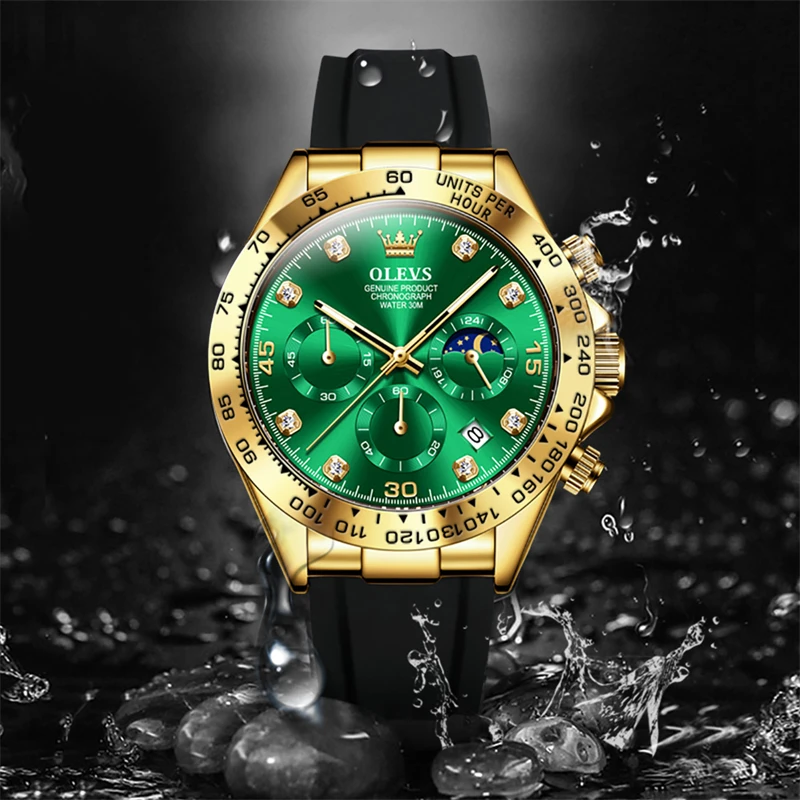 Мужские Роскошные многофункциональные кварцевые часы OLEVS 2875 2023, мужские водонепроницаемые светящиеся часы с датой, фазой Луны, рождественские часы