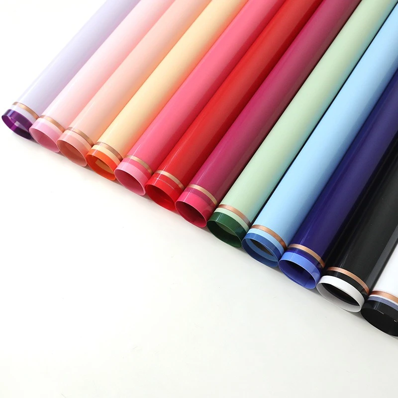 Golden Border Flower Decoration Paper Solid Color Waterproof Wrapping Paper Birthday Gift Christmas Anniversary Valentine's Day