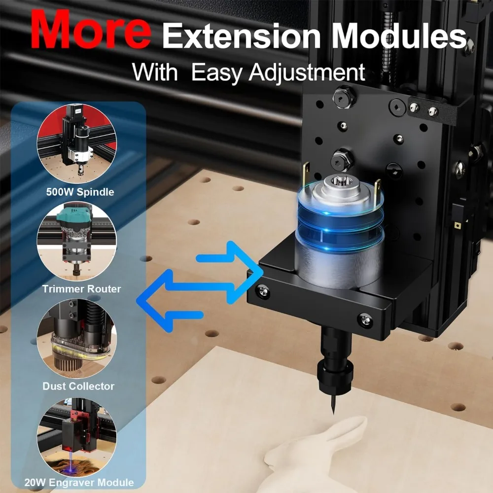 CNC Router Machine, 3-Axis Engraving All-Aluminum Milling Machine for Engraving, Cutting MDF, Acrylic, Solid Wood, Nylon, PCB