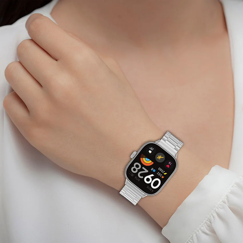 레드미 워치용 스테인리스 스틸 시계 스트랩, 레드미 워치 4 액세서리 금속 시계 밴드, MI 밴드 9 프로, 8 프로, 3 비드, 1 개