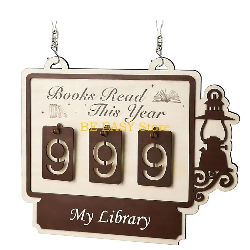 E28F Bookshelf Decors Book Read This Year Counter,Challenge Gift for Book Lover,Interesting Hanging Ornament for Home Library