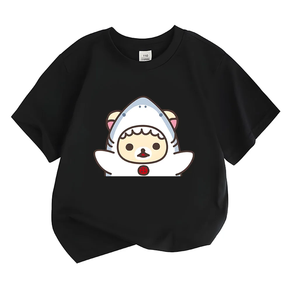 Korilakkuma Cosplay Shark Tshirt Rilakkuma Roupas Meninas 2-12 Anos Children Fun Boys Girls Cartoon Tee Clothes 코리락쿠마 Casual Top