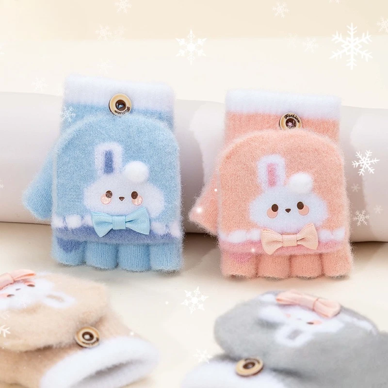 

Детские варежки, детские зимние теплые варежки с полупальцами, морозостойкие варежки с разделенными пальцами для малышей и клапаном