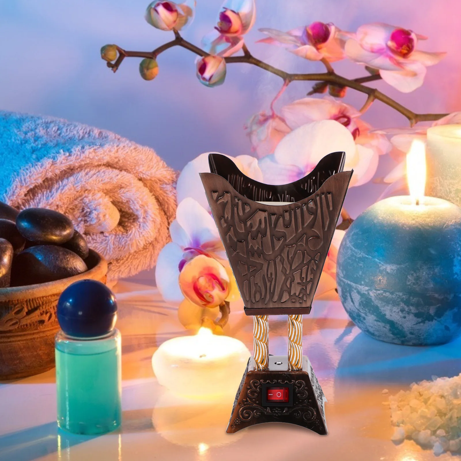 

Electric Censer Burner with Finish Decorative Incense Stove for Living Room Bedroom Study Centerpiece Aroma Therapy Use