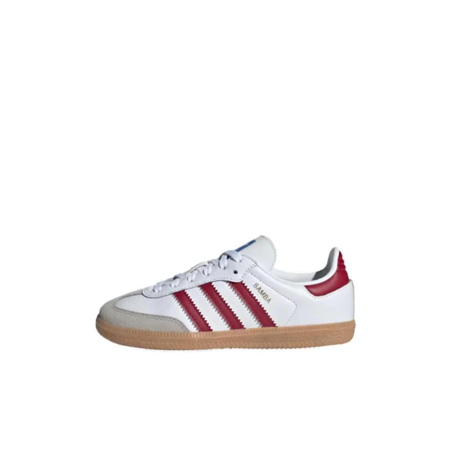 Adidas versatile shock-absorbing and wear-resistant low top children's board shoes white and red children's style