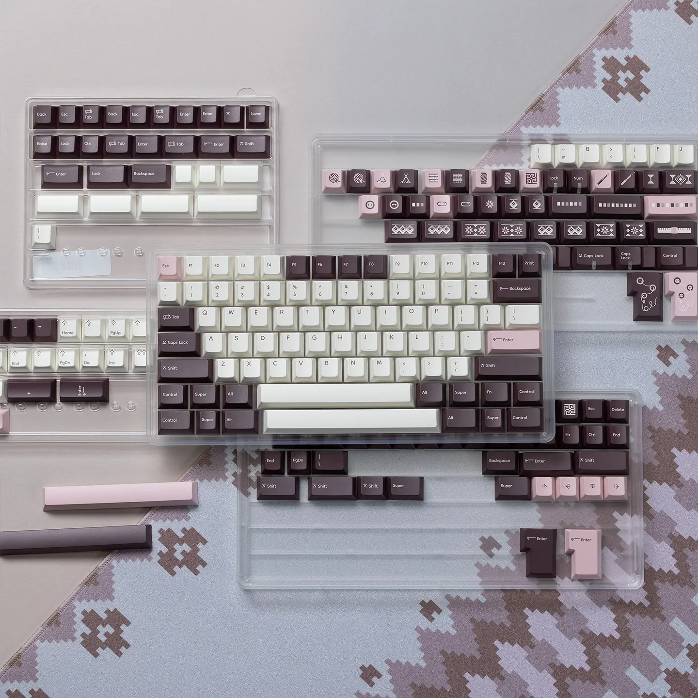 PBTfans Fair Isle Keycaps Set Costom Base/Numpad/Spacebar/table Mat Cherry Profile Key Caps Mechanical Keyboard Game Accessory