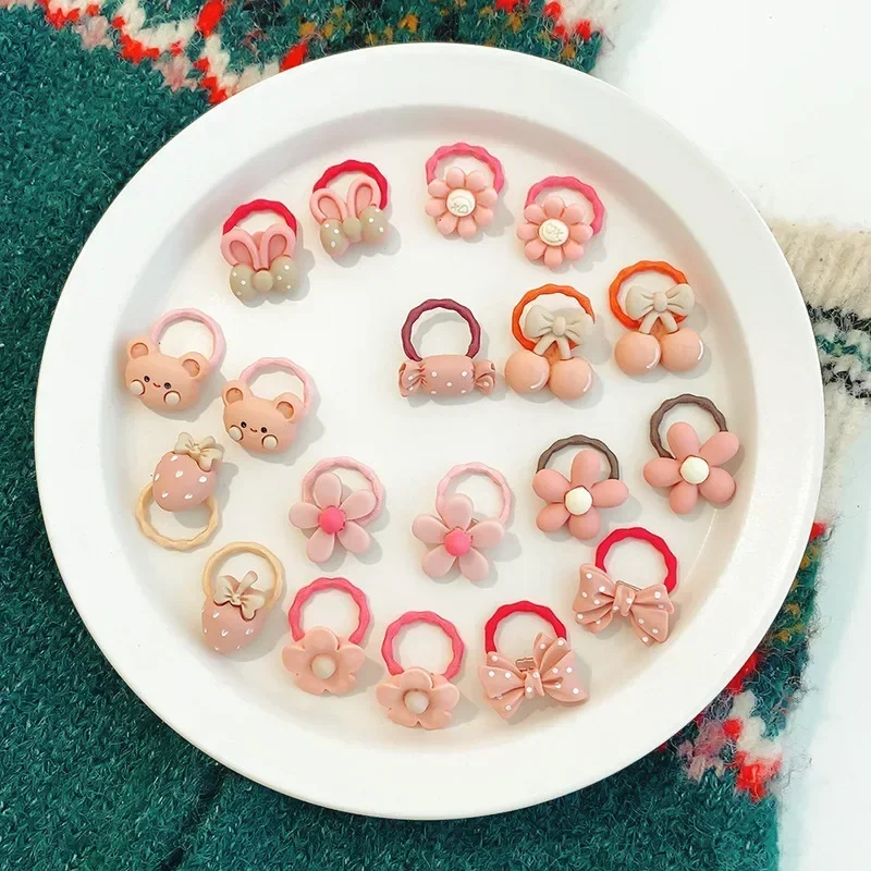 50Pcs Cute Cartoon Bear Rabbit Hair Bands Set
