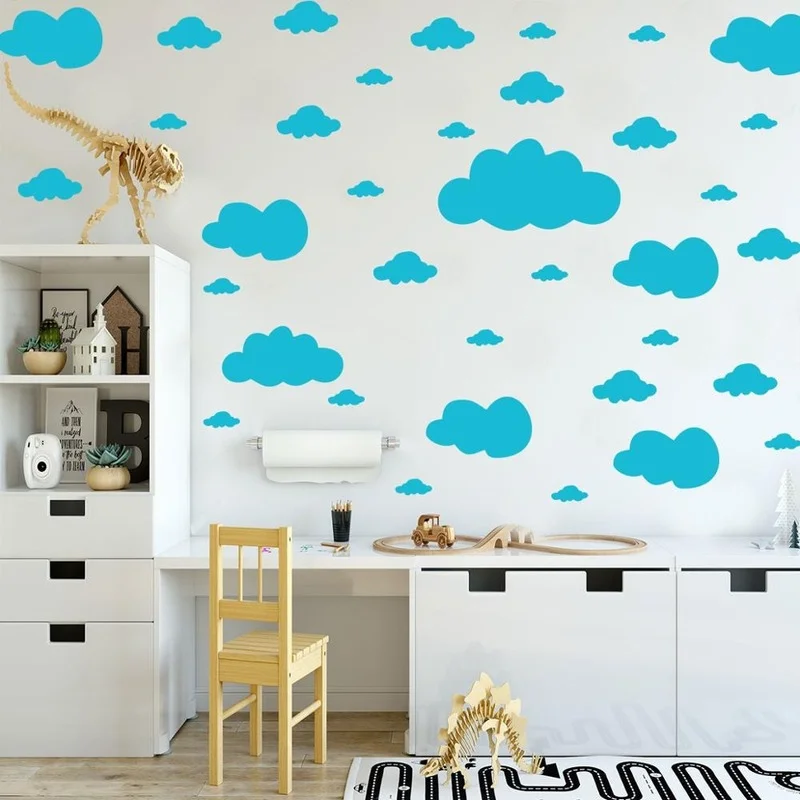 68 sztuk/zestaw chmura w stylu kreskówki naklejki ścienne, nadaje się do pokoju dziecięcego pokój dziecięcy Home Decoration Mural artystyczny tapeta