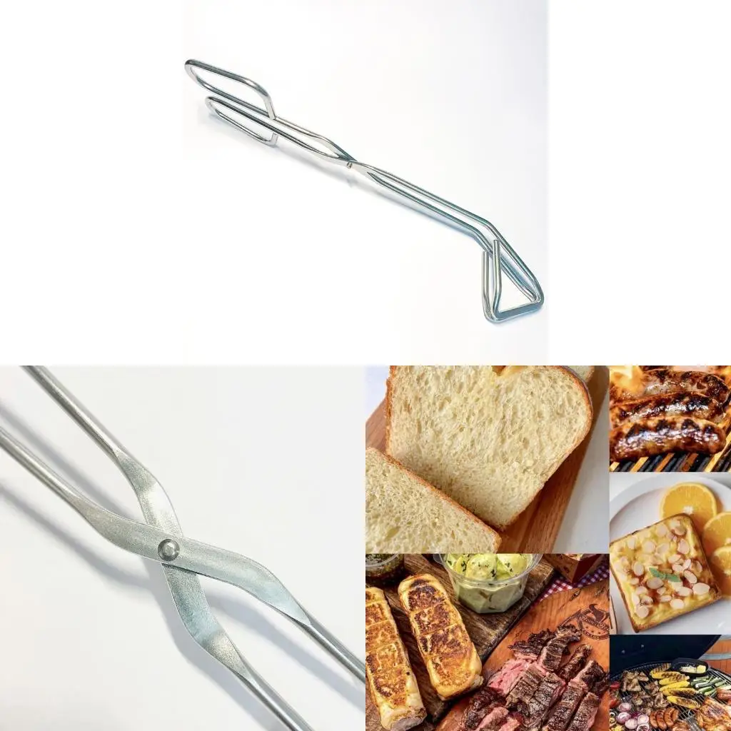 Steak Tongs Cooking Tongs Double Sided Clips Stainless Steel Flipping Tongs Dessert Clips for BBQ Pizza Bread Fish