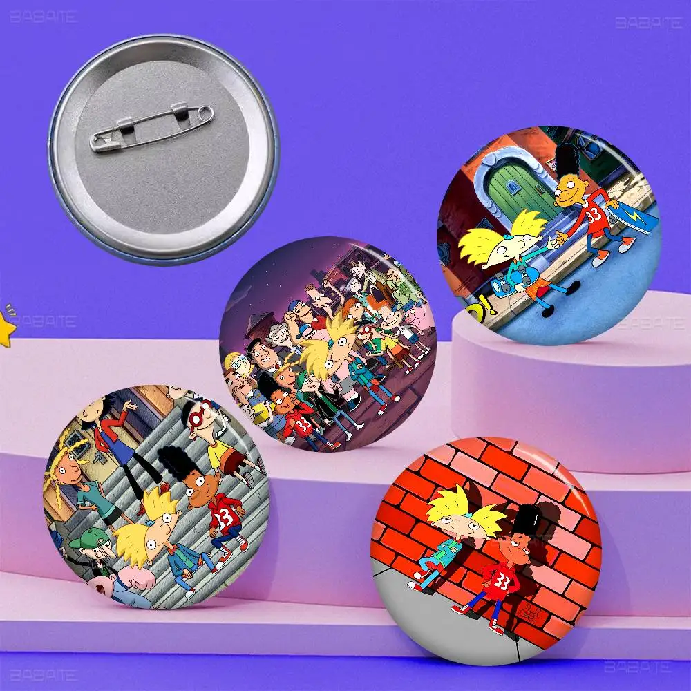 H-Hey A-Arnold 58mm Cute Series Pins Funny Badge Interesting Cartoon Animals Brooches Backpack Clothes Gift Accessory