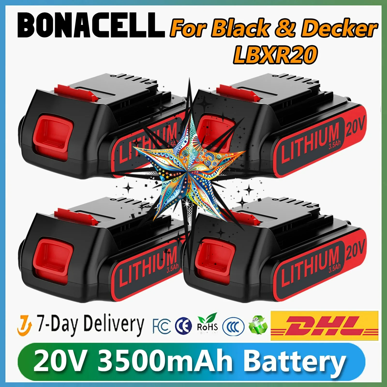 

For Black&Decker LBXR20 20V Battery 3500mAh Replacement Battery Lithium LB20 LBX20 LB2X4020-OPE LST220 Li-ion Power Tool Battery