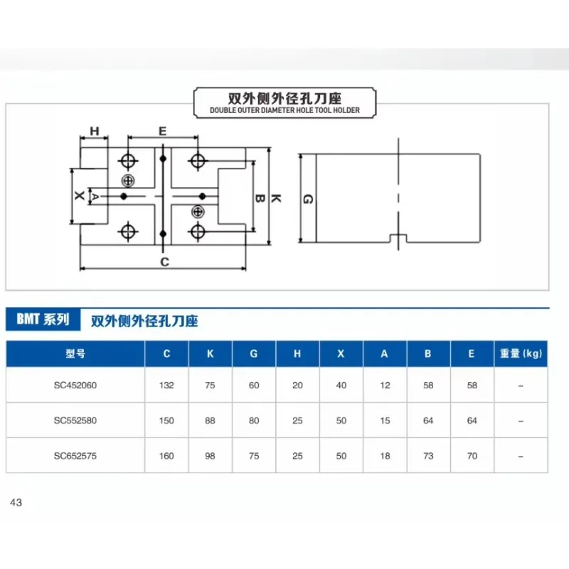 Dual OD & Boring Tool Block BMT45 BMT55 BMT65 Double External Turning Tool Holder For CNC Lathe Turret