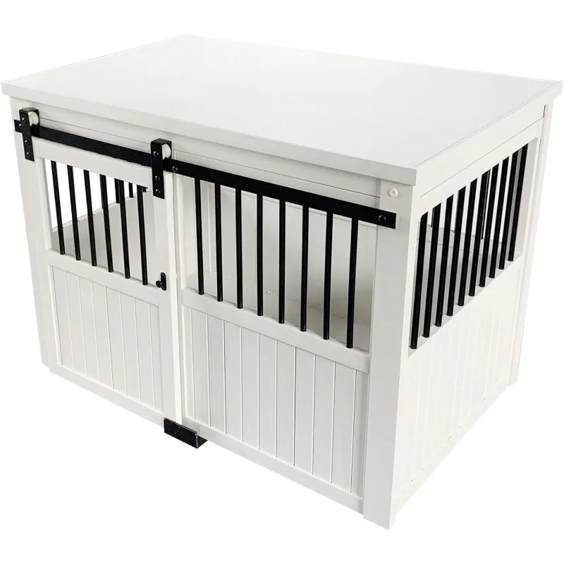 Door Furniture Style Dog Crate - Antique White, Extra Large (EHDBC15-04XL) - Stylish, Durable, Removable