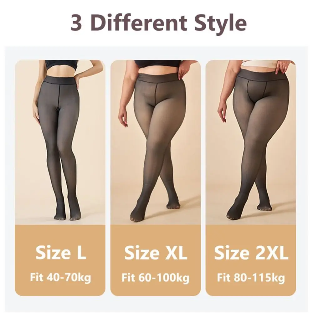 High Waist Fleece Lined Tights Sexy Skin Colored Plus Size Fake Translucent Leggings Thick Thermal Stockings for Women