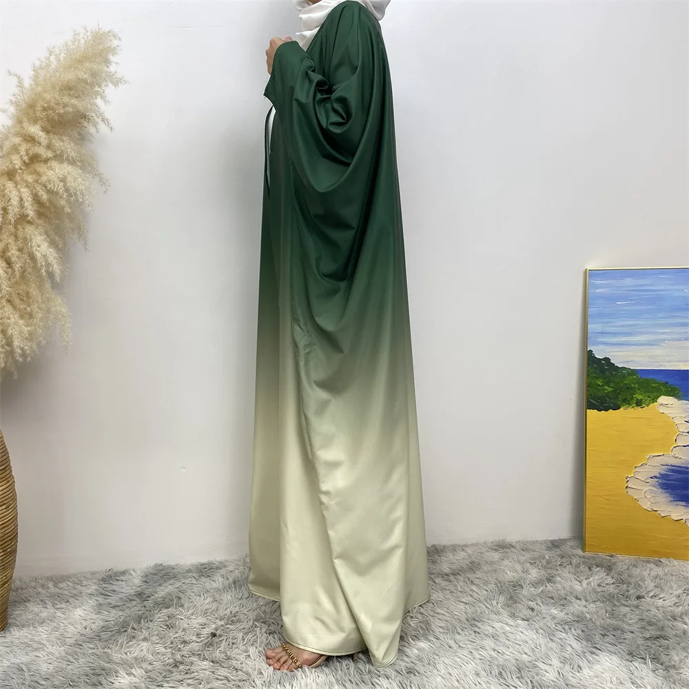 2024 Spring Fresh Tie Dye Abayas for Women Fashion Loose Long Sleeve Cardigan Chic Casual Muslim Cardigan Batwing Sleeve Kaftan