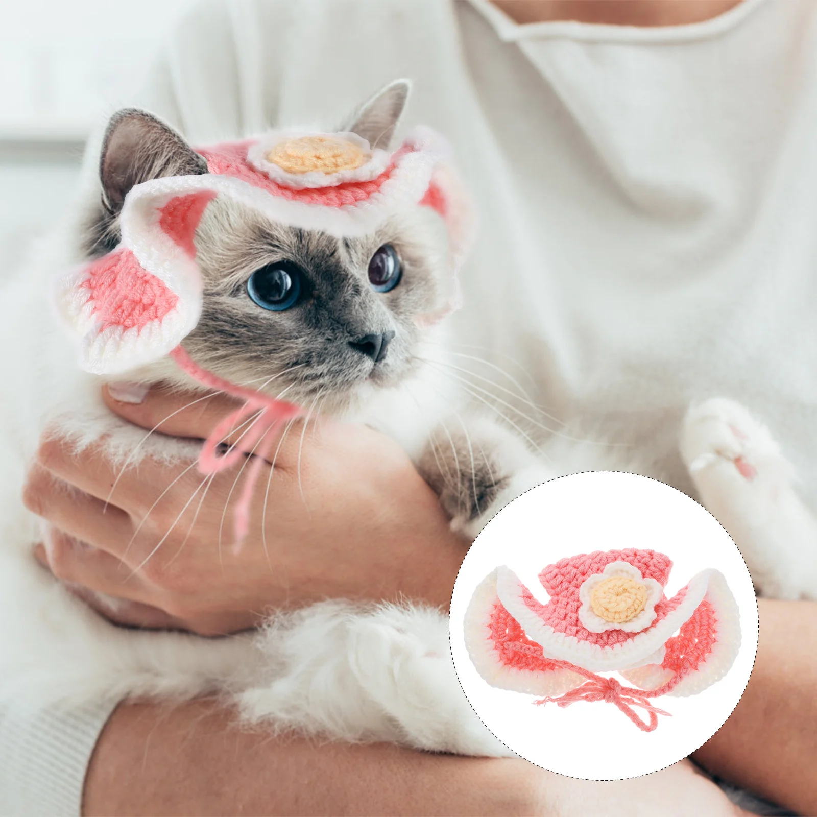 

Cartoon Pet Hat Knitted Woolen Yarn Cat Headdress Lightweight Dog Hat for Parties Birthdays Pet Dress Up Accessory Carnival