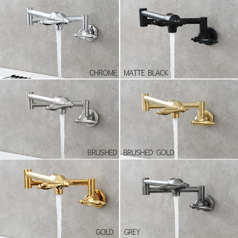 

High-Quality Brass Kitchen Faucet Single Cold Folding Faucet Double Switch Vertical Sink Wash Basin Faucet