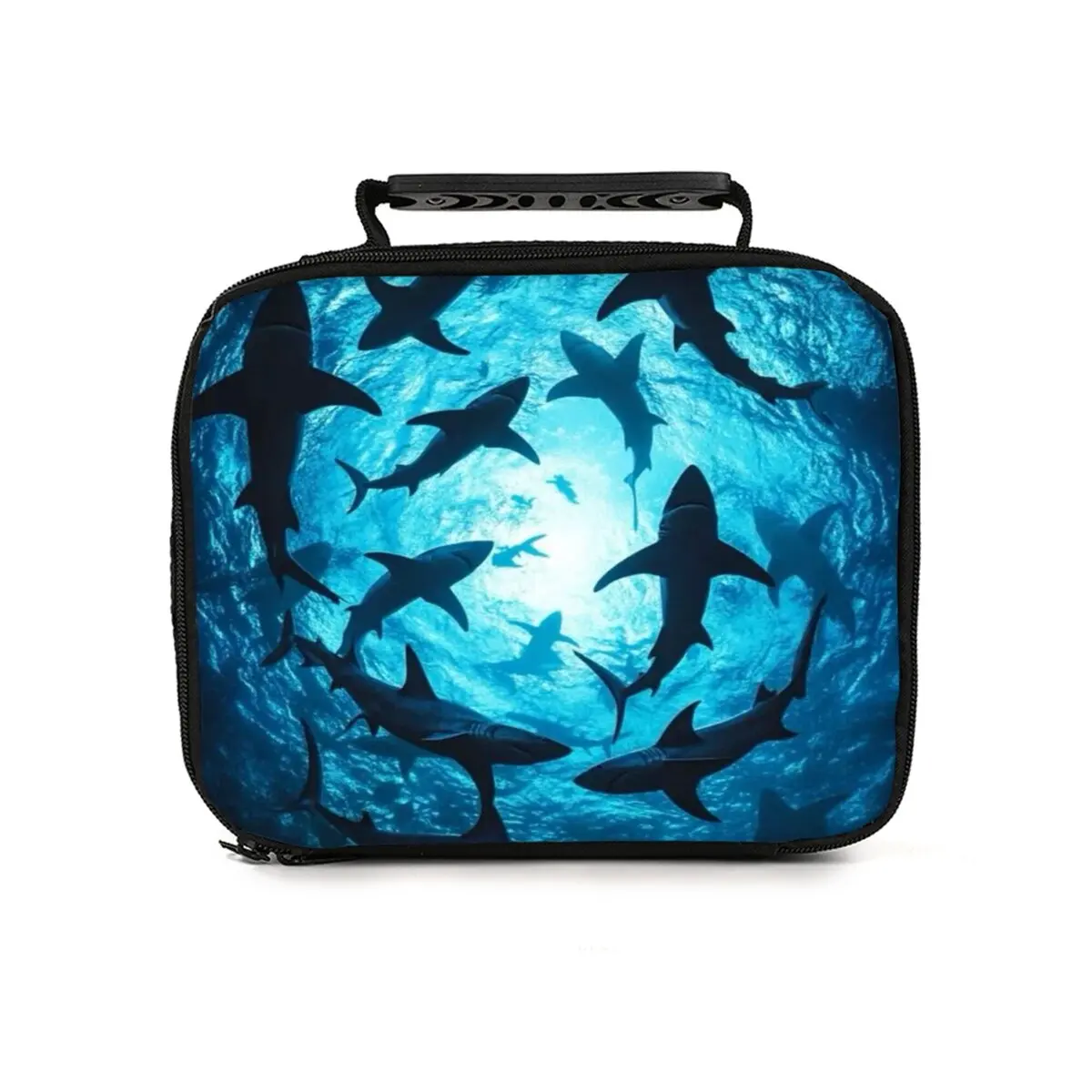 Shark Marine Print Children's Lunch Bag Best Gift for Boys Girls 2D Flat Cartoon Zipper for School Outdoor Picnics Bento