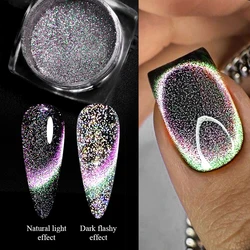 Blue Reflective Cat Magnetic Nail Powder Glitter Nail Art Gel Polishing Pigment Dust Metallic Chameleon Effect Decoration
