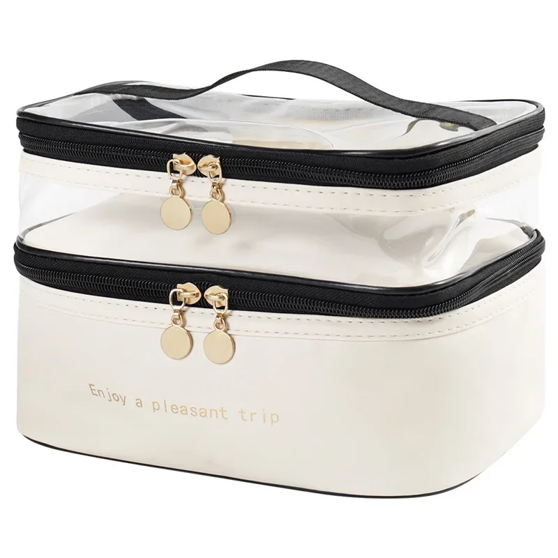 

New Makeup Bag for Women Double Layer Large Capacity Waterproof Toiletries Storage Bag for Travel