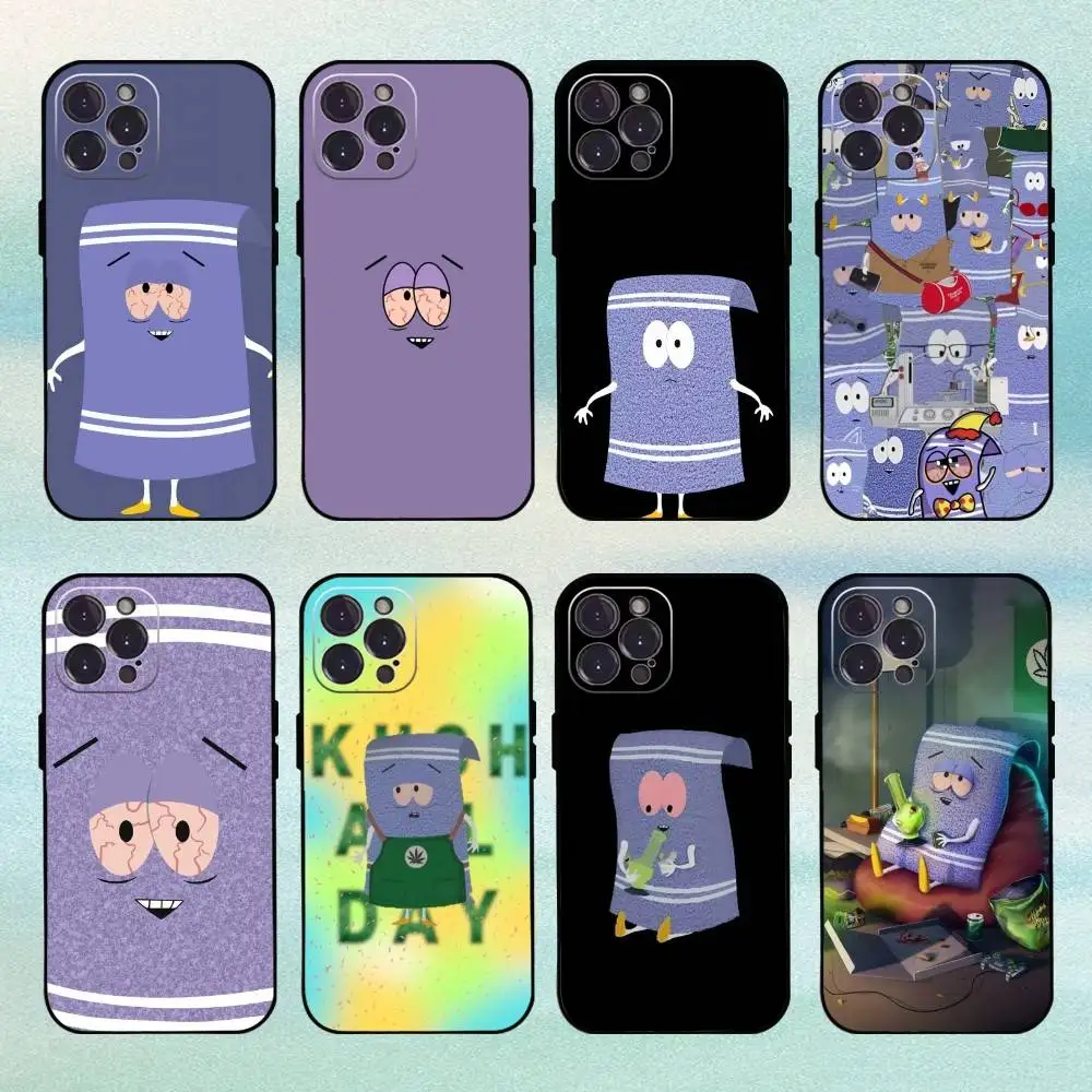 

C-Cute T-Towel - South Park Phone Case For iPhone 16 15 14 13 12 11 Pro Max Plus,5G Soft Black Case