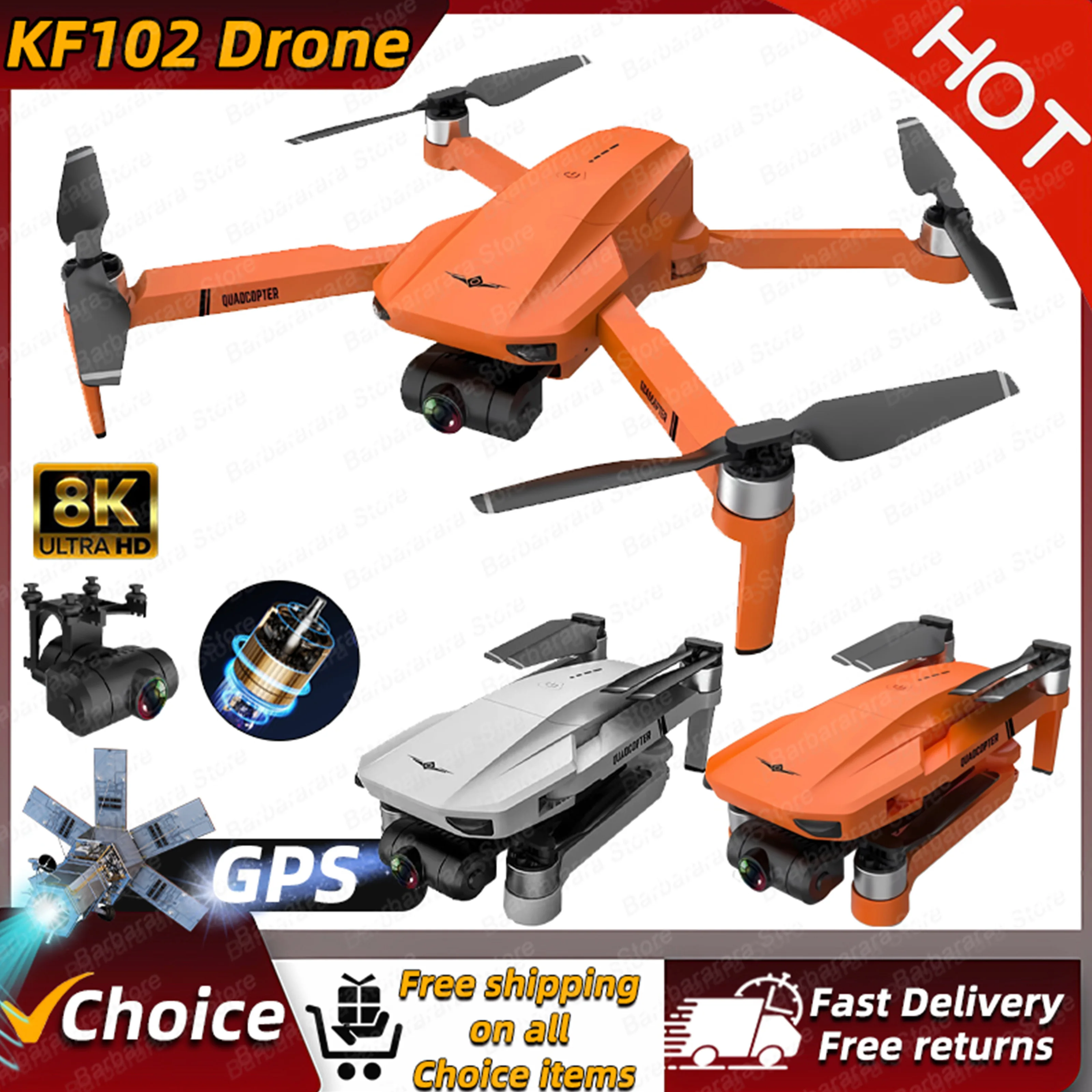 KF102 GPS Drone 4k Profesional 8K HD Camera 2-Axis Gimbal Anti-Shake fotografia aerea Quadcopter pieghevole senza spazzole 1.2km