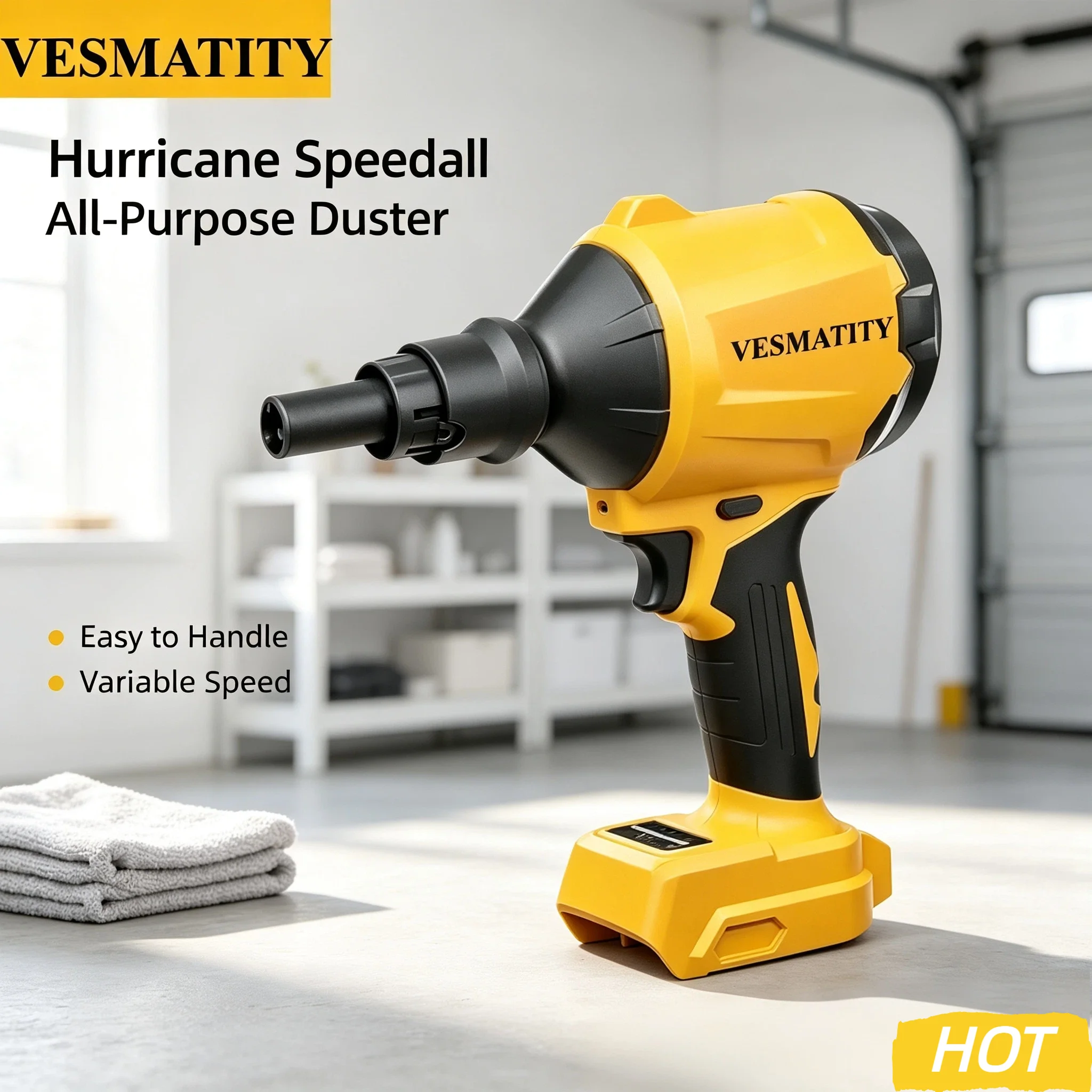 Vesmatity Cordless Brushless Air Blower Dust Removal Gun With Nozzle Multifunction Inflator Tool 18V Battery Max Pro HD