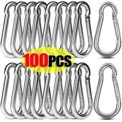 1-100Pcs Silver Carabiner Snap Hook Mini Carabiner Clip Keychain Aluminum Alloy D-ring Buckle Spring Outdoor Camping Daily Use
