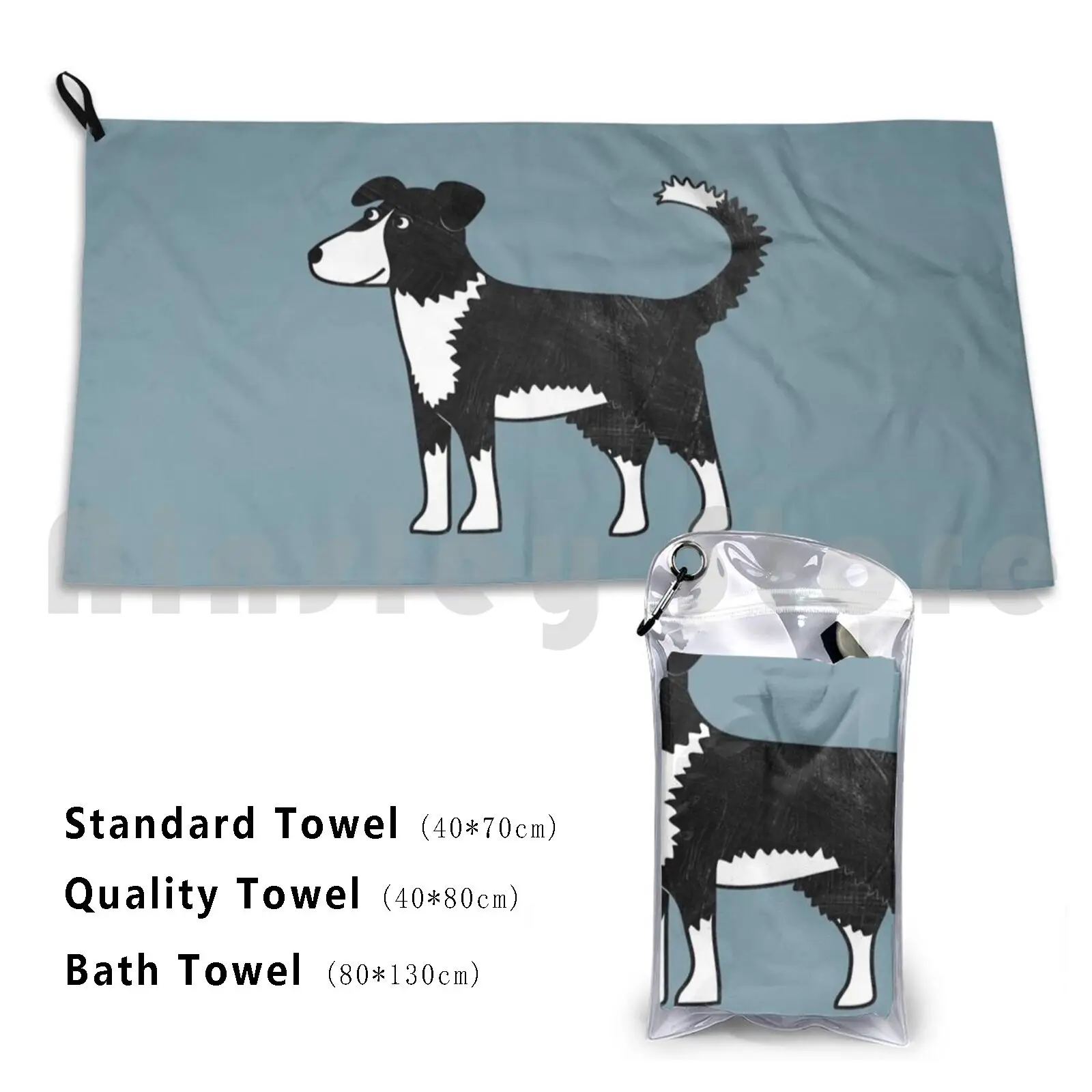 Border Collie Custom Towel Bath Towel Border Collie Collie Sheepdog Dog Dogs Pet Pets Cartoon Squirrell