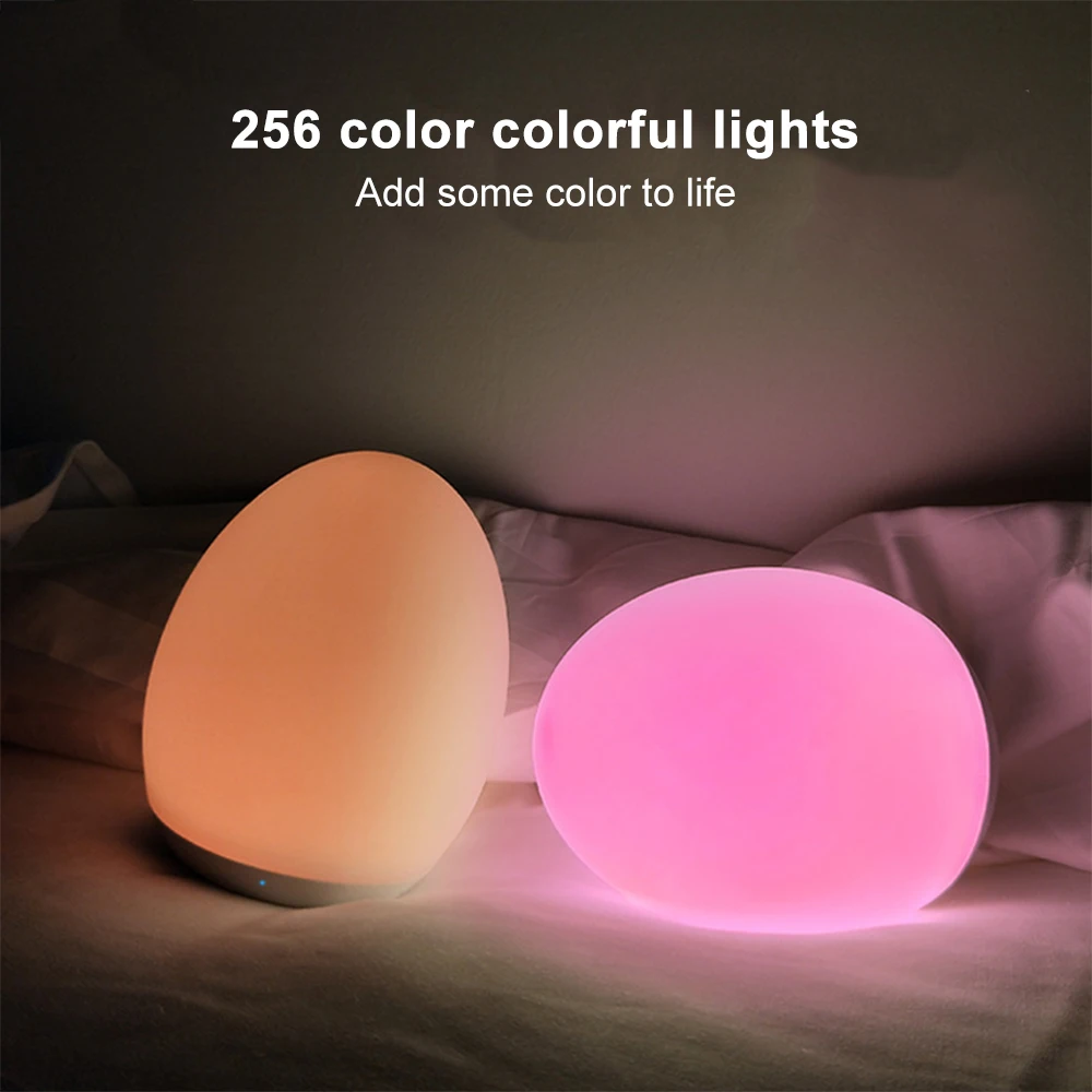 LED Egg Shape Pat Lamp Colorful Children Sleep Companying Silicone Night Light Rechargeable RGB Touch Lamp for Bedroom