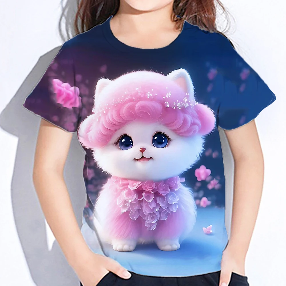 Color Animals Girl T-Shirt Outdoor Children\'s Clothing 4 To 12 Years Deals Casual Short Sleeve Tops For Girls Kid Tshirt Summer