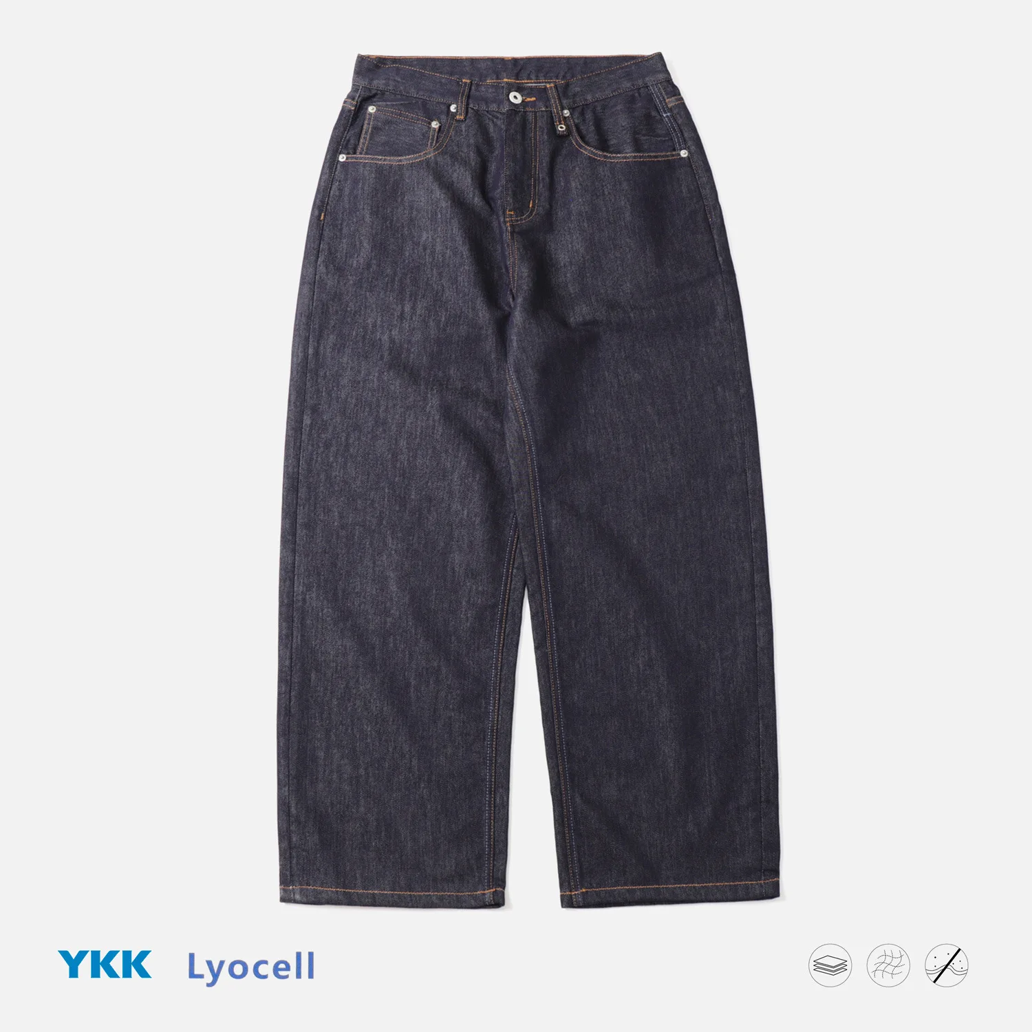 

Мужские джинсы в стиле ретро из ткани Lenzing, устойчивой к выцветанию, прямого кроя, повседневные, оригинального цвета, с застежкой-молнией на талии, свободного кроя