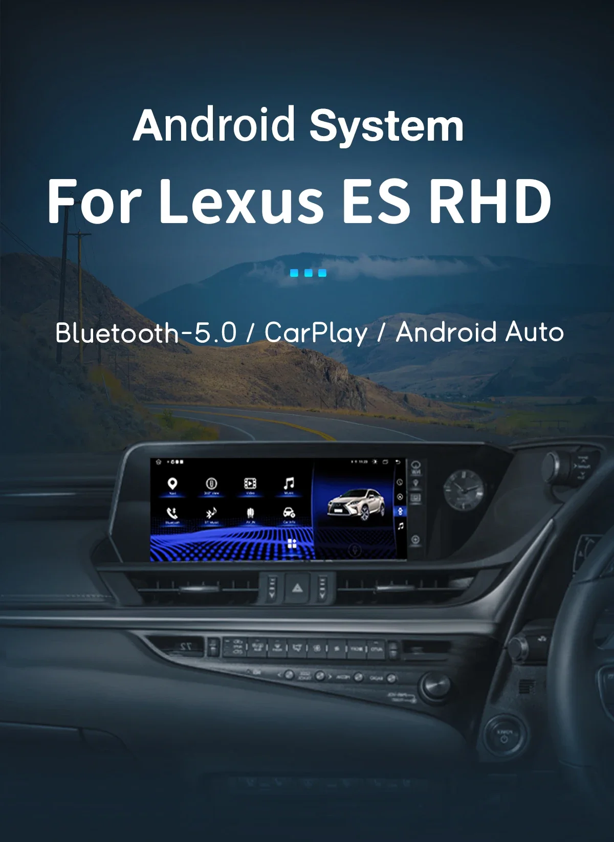 Android 14 Wireless Carplay For Lexus ES 2018-2021 RHD Radio Screen Multimedia GPS Car Monitor Video Navigation Stereo Audio DSP