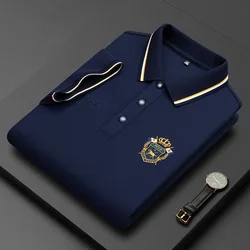 Polo à manches courtes pour hommes d'été T-shirt en coton à col polo Mode américains Polo brodé solide Haut T-shirt S-4xl