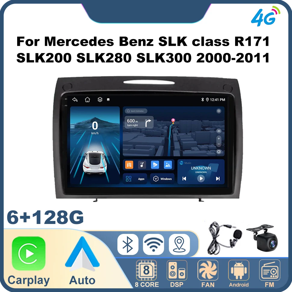 Android 12 Car Radio for Mercedes Benz SLK Class R171 SLK200 SLK280 SLK300 2000-2011 Wifi CarPlay Carplay 4G BT 8core Autoradio