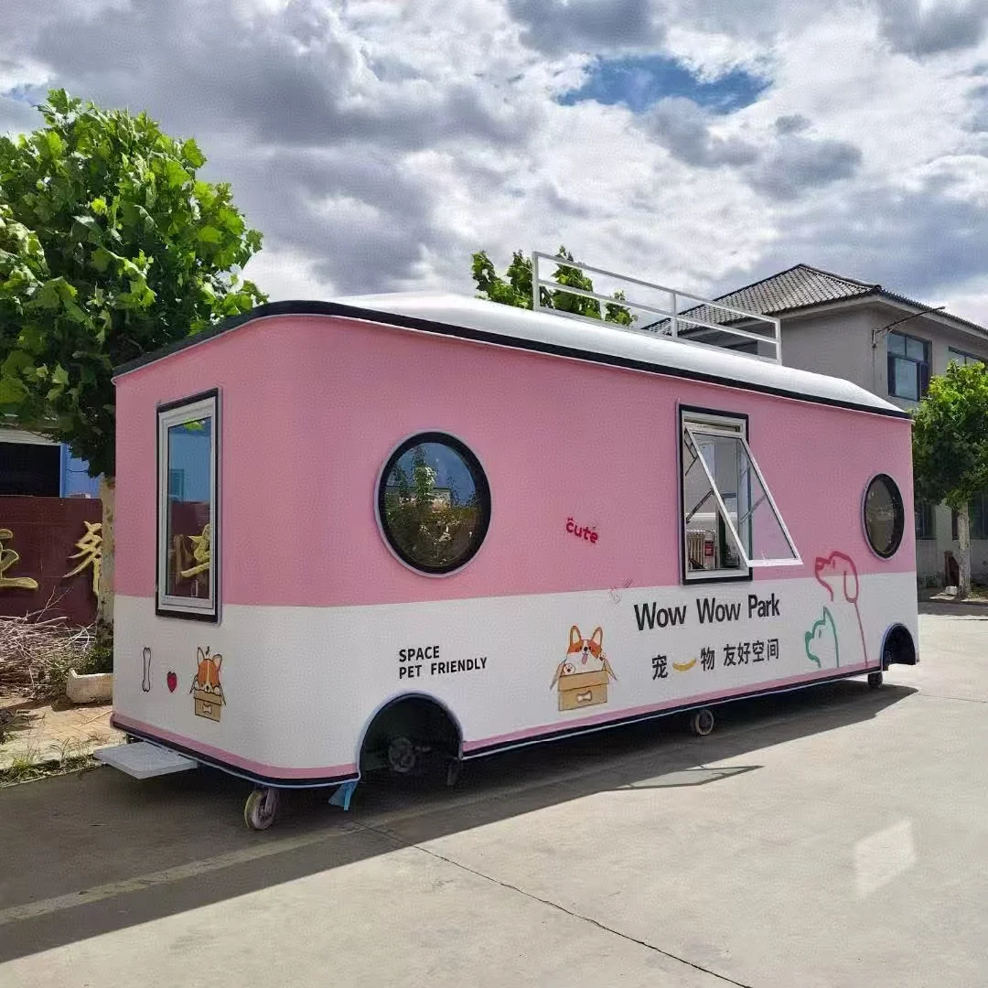 Customized Pet Salon Service Window Multi Functional Food Trailer Truck Mobile Square Food Trailer Color