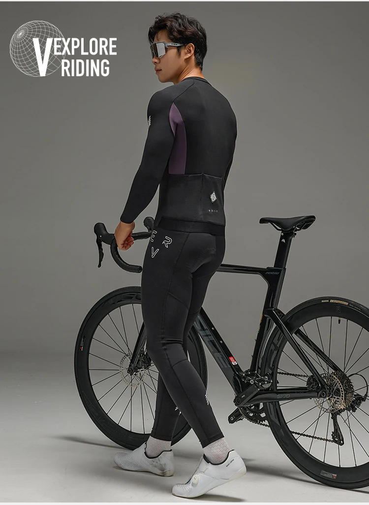 EVR Herren Winter Fleece Fahrradtrikot, Thermo-Langarm-Fahrradoberteil, winddichte, atmungsaktive Rennradjacke – Detail 21