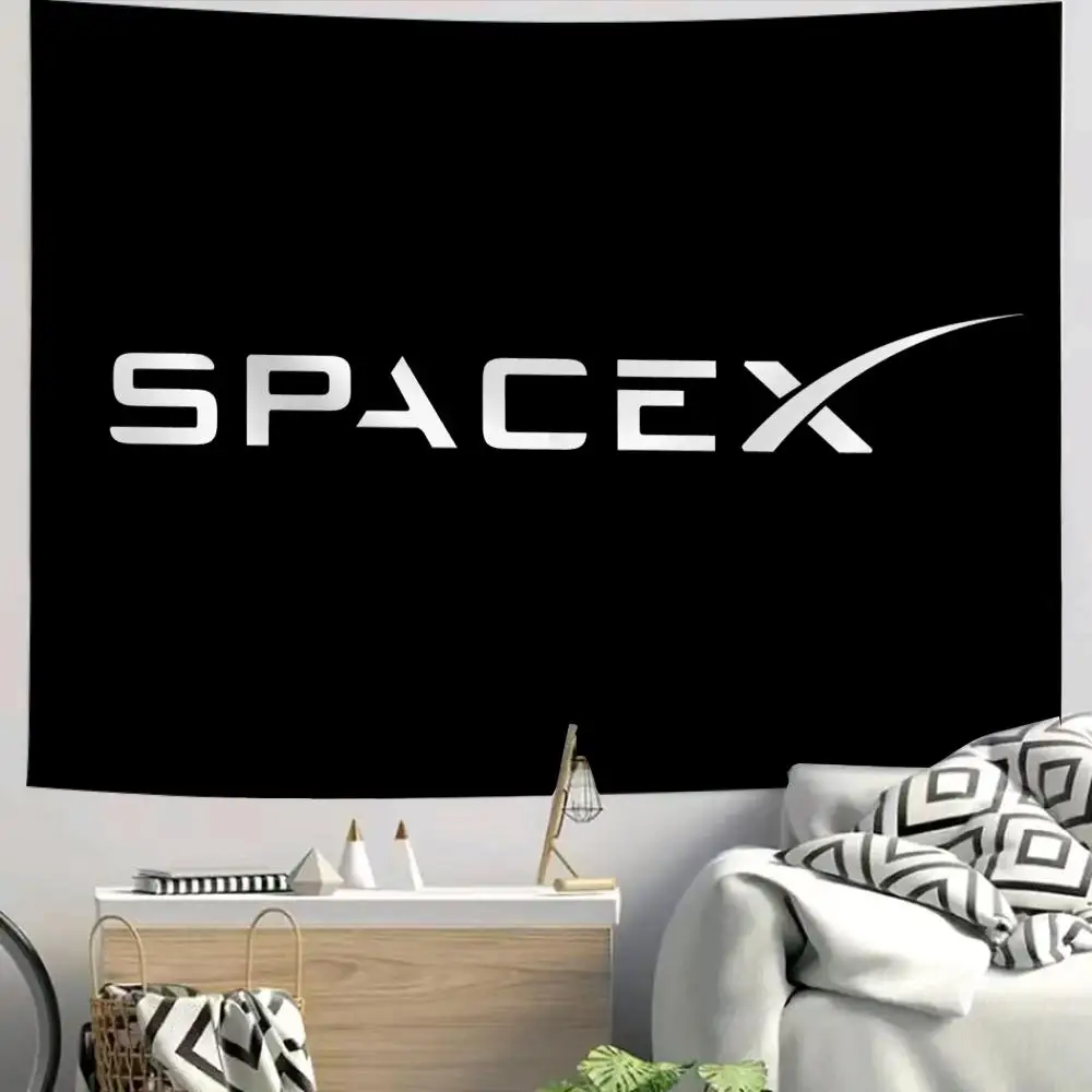 S-Space X LOGO Tapestry Custom Living Bedroom Party Dormitory Interior Wall Bohemian Decoration Attached Clip