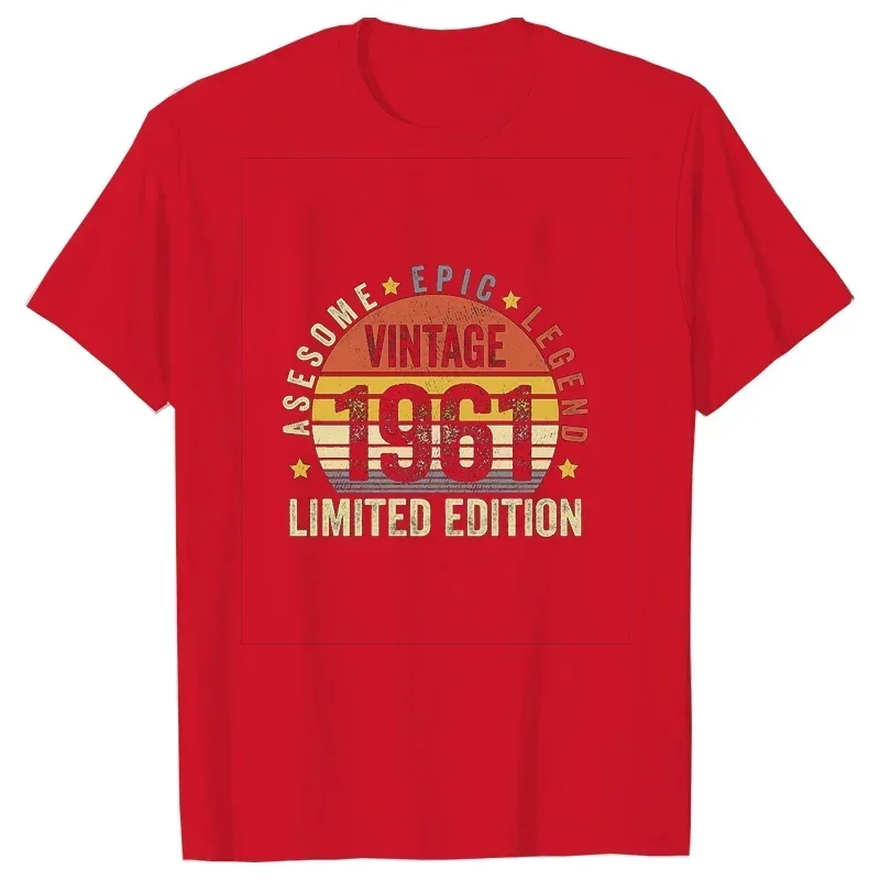 Birthday Gifts Summer Vintage T-shirt Vintage 1961 Limited Edition Birthday TShirt Husband and Wife T Shirts Harajuku Streetwear image 2