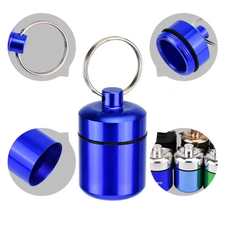 Mini Portable Aluminium Pill Case Keychain Outdoor Pocket Pill Box Container Carry Bottle Case Earplugs Box  SN4405