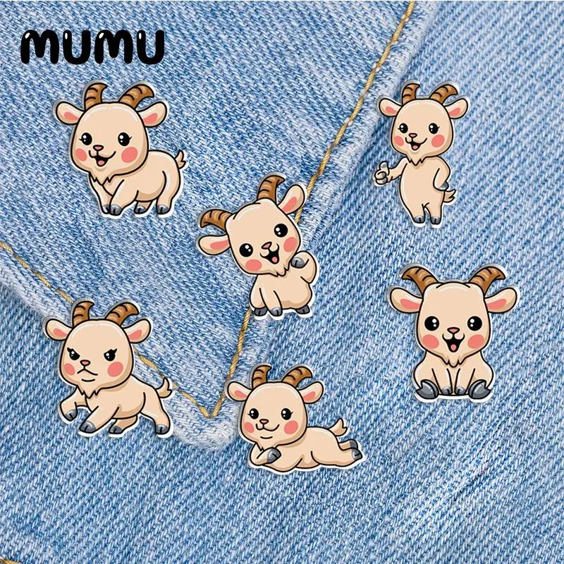 2023 New Cute Baby Goat Lapel Pin Cute Animal Acrylic Brooches Handmade Epoxy Jewelry Shirt Bag Badge