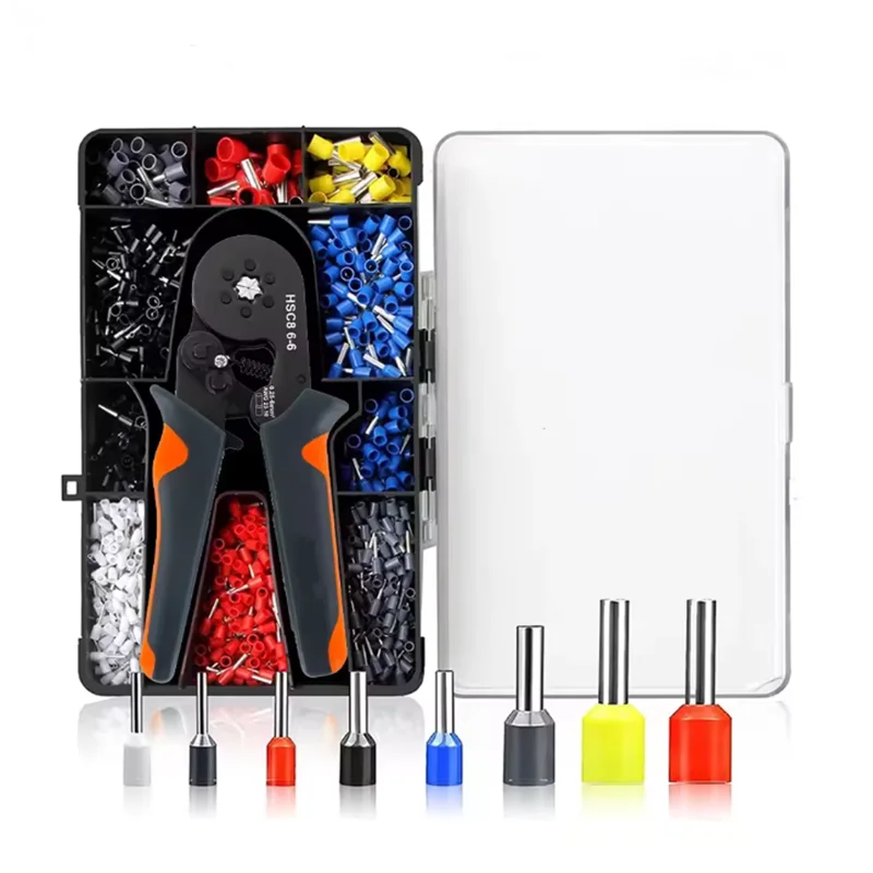 Crimping Pliers HSC8 6-6A Tubular Terminal Crimper Wire Mini Hexagonal Ferrule Crimper Tools Household Electrical Kit With Box