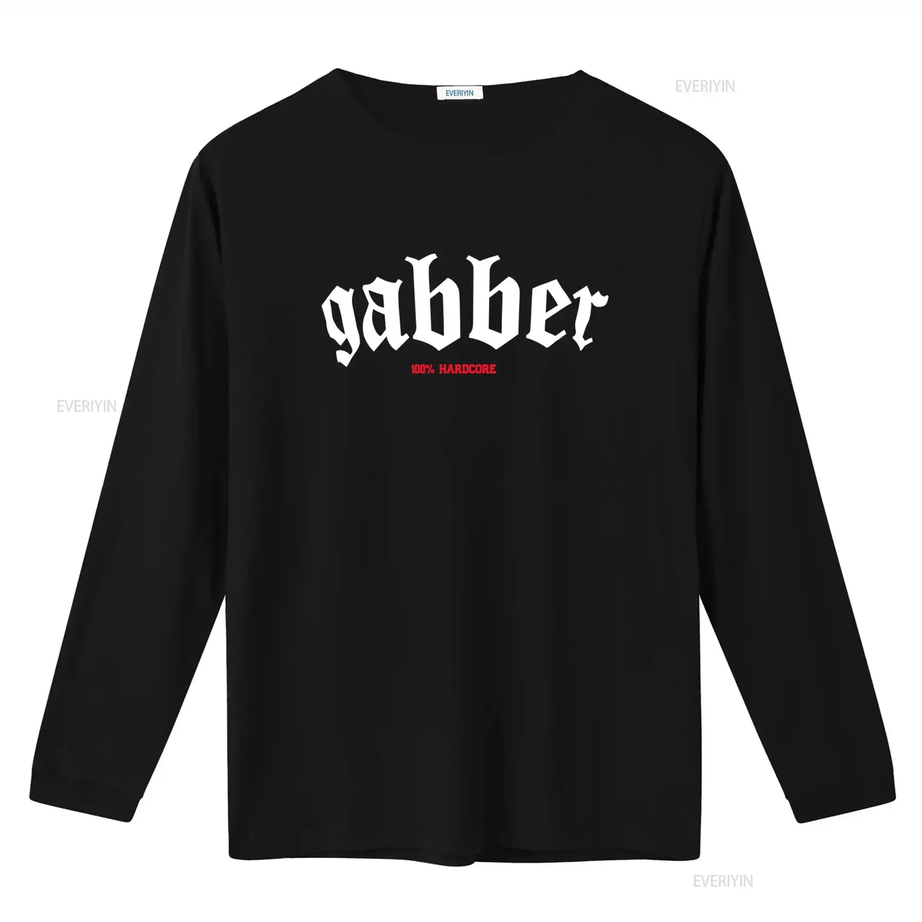 Men's T Shirt Gabber Big 100 HARDCORE Black Logo Hakcow Techno vintage Washed Versatile Soft graphic Comfortable