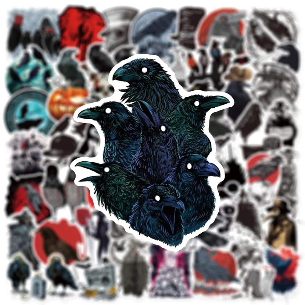 

10/30/50pcs Horror Crow Gothic Skull Graffiti Stickers Cool Cartoon Sticker Waterproof DIY Skateboard Notebook Phone Decals Pack