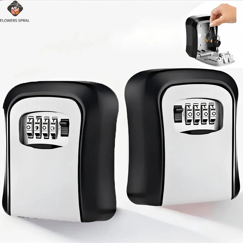 Wall Mounted Key Holder, Password Lock, Waterproof 4-Digit Password Storage Box, Easy To Install, Safe For Home/Office Use