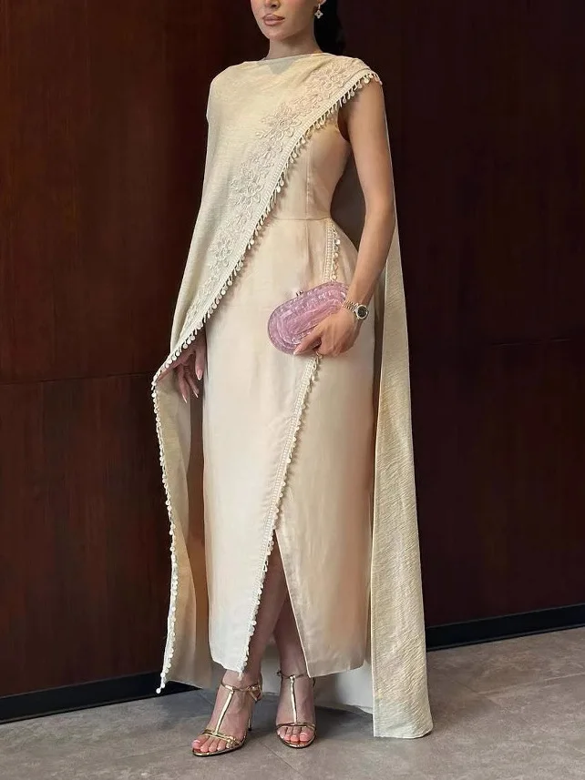 Middle East Traditional Women's Dr Robe Two-Piece Set Spring Summer 2025 Svel Floor-Length Gown Polyester Fiber